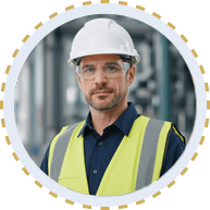 Health and safety consultant in hard hat and hi-vis carrying out a site risk assessment